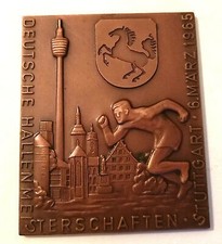 Plakette Bronze Deutsche Hallenmeisterschaften Stuttgart 1965 Ehrenplakette