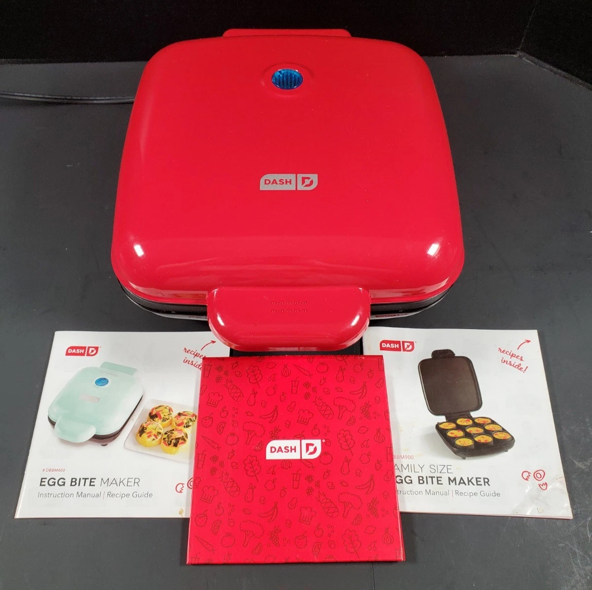 Dash Family Size Egg Bite Maker with Instruction Manuals and Recipes Red
