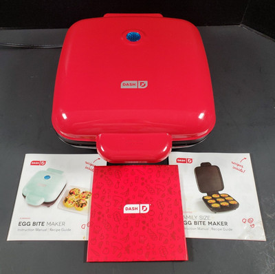 Dash Family Size Egg Bite Maker with Instruction Manuals and Recipes Red