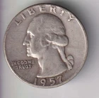 1957-D WASHINGTON QUARTER 25¢ DENVER 90% SILVER COIN UNITED STATES MINT