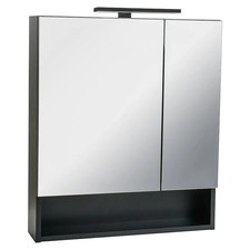 Jannik LED Mirror Cabinet W x H: 60 x 70 cm, With Lighting, Wood, Anthracite