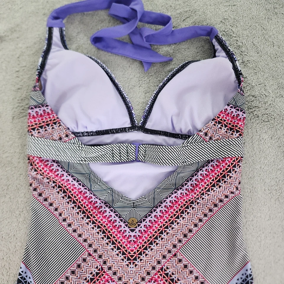 Prana Swimsuit Womens S Purple Marrakesh Lahari One Piece Halter Tie Neck Beach - Image 4 of 4