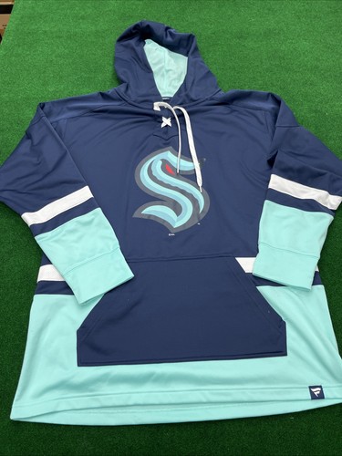 Seattle Kraken Lacer Blue Fanatics Sweatshirt Hoodie Hockey Jersey Mens XL