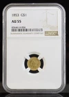 1853 G$1 Liberty Gold Coin NGC AU55