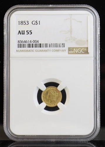 1853 G$1 Liberty Gold Coin NGC AU55