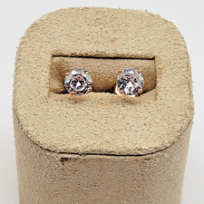 QVC Diamonique 14k Rose Gold Clad Sterling Silver 5.8mm Solitaire Stud Earrings