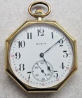 Vintage Elgin 12s O-Face Octagon Pkt Watch Model 3, 7J, Grade 311, 1917; RUNNING