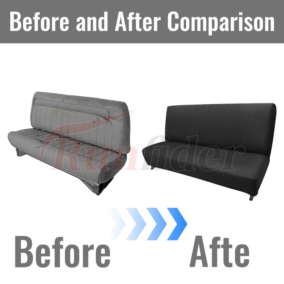 Seat Covers for Chevy C/K 1973-1999, Front Solid Bench No Headrests- Black Foto 3 de 4