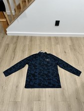 NWT UNRL Golf Sweater Mens XL Blue Camo Quarter Zip Pullover Athletic Top