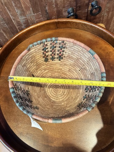 Walawa afrikanische handgewebte aufgerollte Grasschale Korb Hausa 11,5" pastellblau rosa - Bild 8 von 10