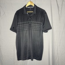 adidas Men's Golf Polo Shirt XL Gray Black Striped Short Sleeve Logo Easy Care