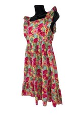 Peyton & Parker Maxi Cottage ruffled tank colorful dress fairy peasant tiered XL