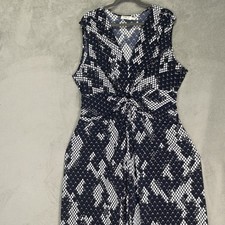 Eliza J Womens Maxi Dress Size 22W Black White Geometric Knit Sleeveless Draped