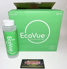EcoVue Ultrasound Gel 286 Water Soluble Paraben Free Case 12 Bottles 250ml New