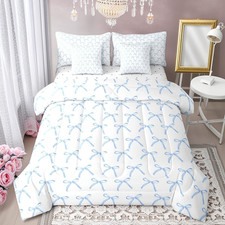 Colorful 7-Piece Cartoon Bowknot Kids Comforter Set - Full Size Bedding Set