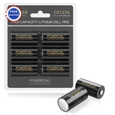 CR123A 3V Lithium Battery 6 Count POWEROWL High Capacity Batteries Long-Lasting