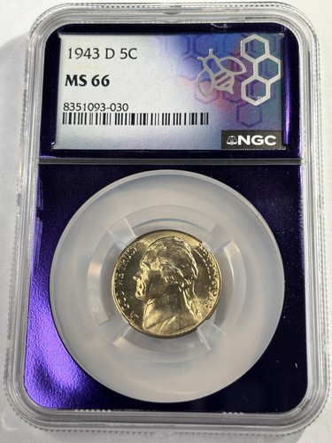 1943-D Silver Jefferson War Nickel NGC MS66 TONING Trader Bea Core 35% ...