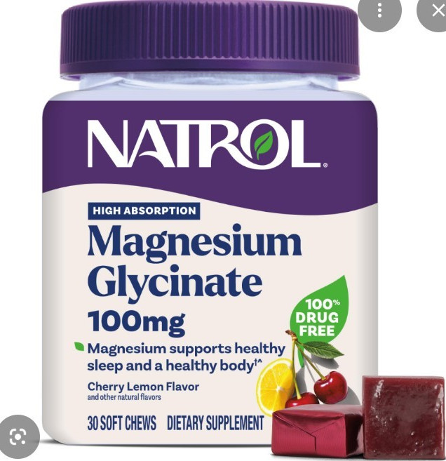 Natrol Magnesium Glycinate Soft Chews Cherry Lemon 100mg 30 Count