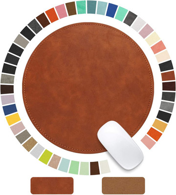 Mouse Pad，Round Mouse Pad，Pu Mouse Pad，Leather Mouse Pad with Stitched Edge Micr