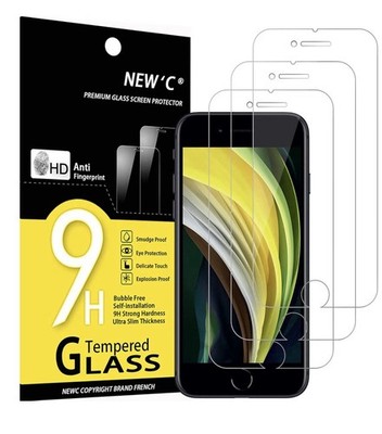 NEW'C 9H Tempered Glass Screen Protector for iPhone SE 2020/2022 Clear