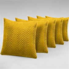 Pack of 4 Stripe Velvet Cushion Covers Decorative 18 x 18 Square Cushions Throw