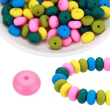 110Pcs Silicone Beads 14mm Lentil Rubber Focal Beads Bulk, Multicolor A
