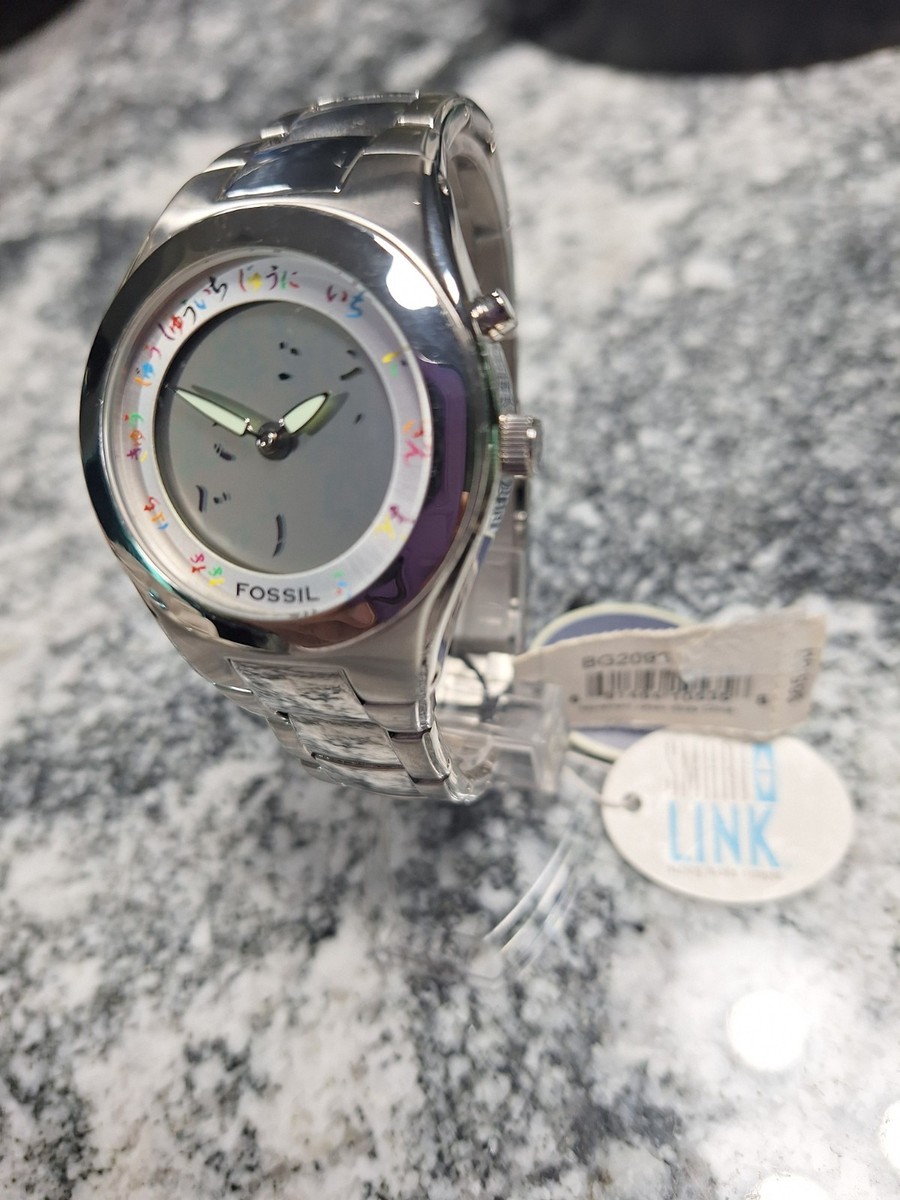 Fossil Big Tic Two-Hand Silver Stainless Watch Japanese Scrolling