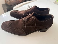 Vintage Prada Suede Wingtip Derby Shoes Brown Made in Italy EU 43.5 / US 10.5