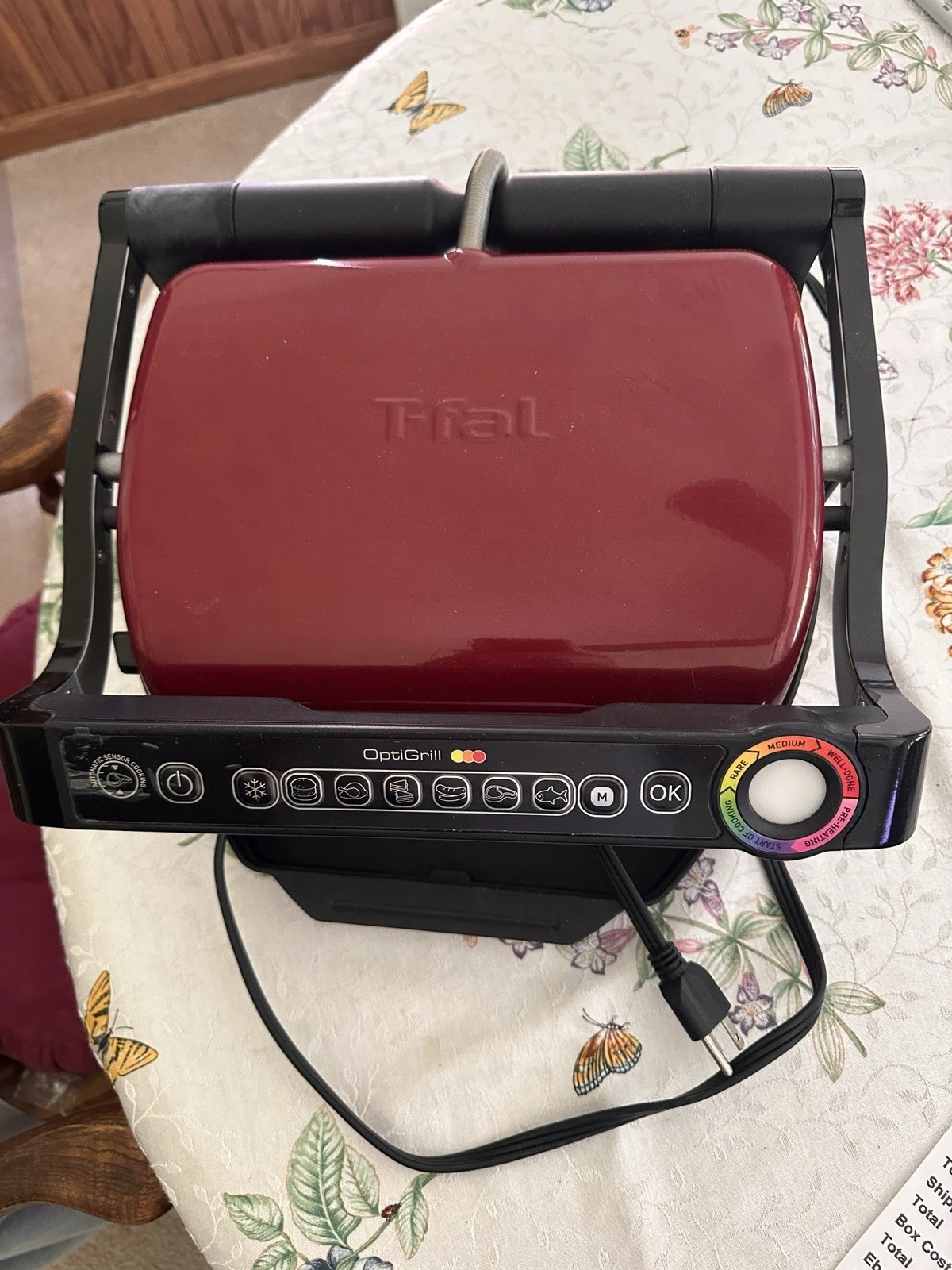 T-fal OptiGrill 8351s1 Indoor Electric Counter Top Grill New Never Used Burgundy