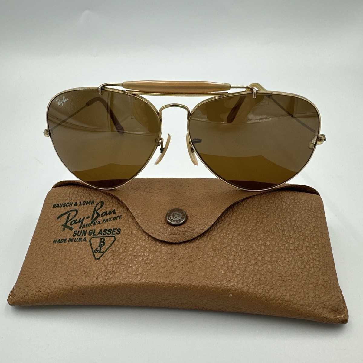 小物 Ray Ban BAUSCH&LOMB Made In Usa Vintage Bausch & Lomb Ray Ban Outdoorsman Gold Sunglasses Made in