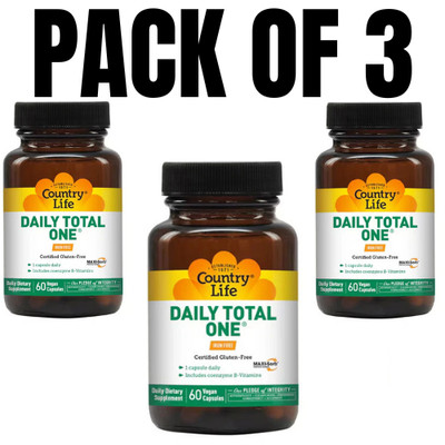 Country Life Daily Total One Iron-Free   60 Vegetarian Capsules (Pack of 3)
