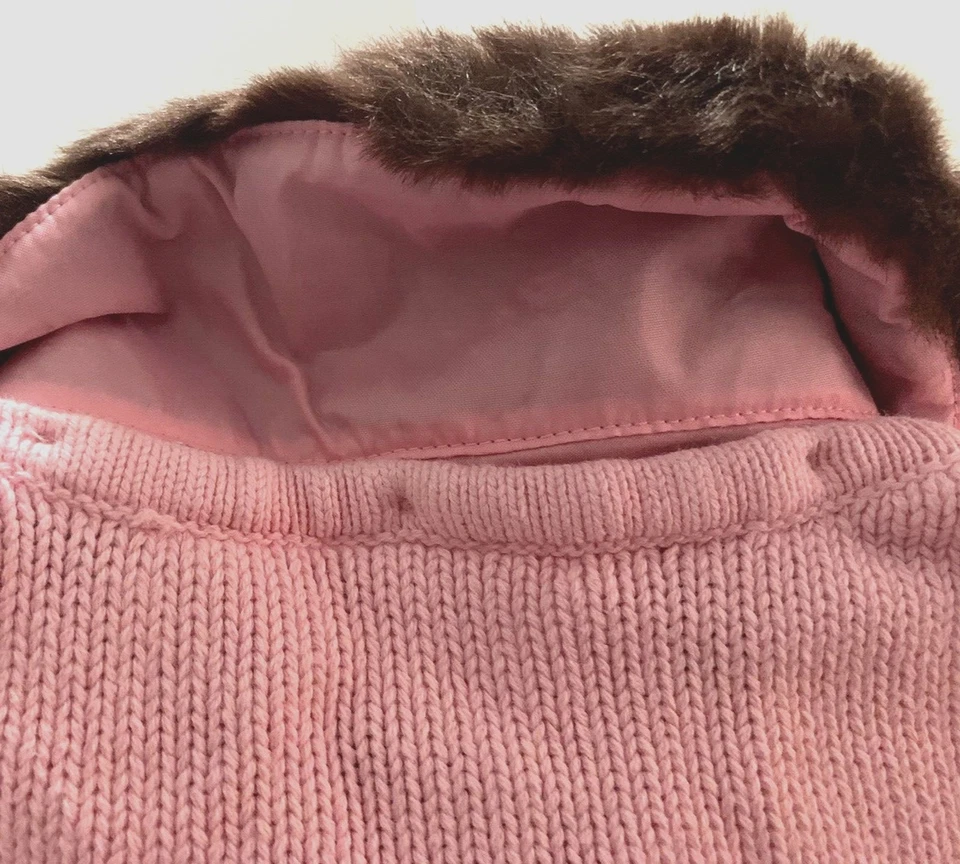Cárdigan Suéter Gymboree Rosa Niñas Talla 9 Cuello Imitación Piel Jirafa Club Y2K De Colección Foto 4 de 4