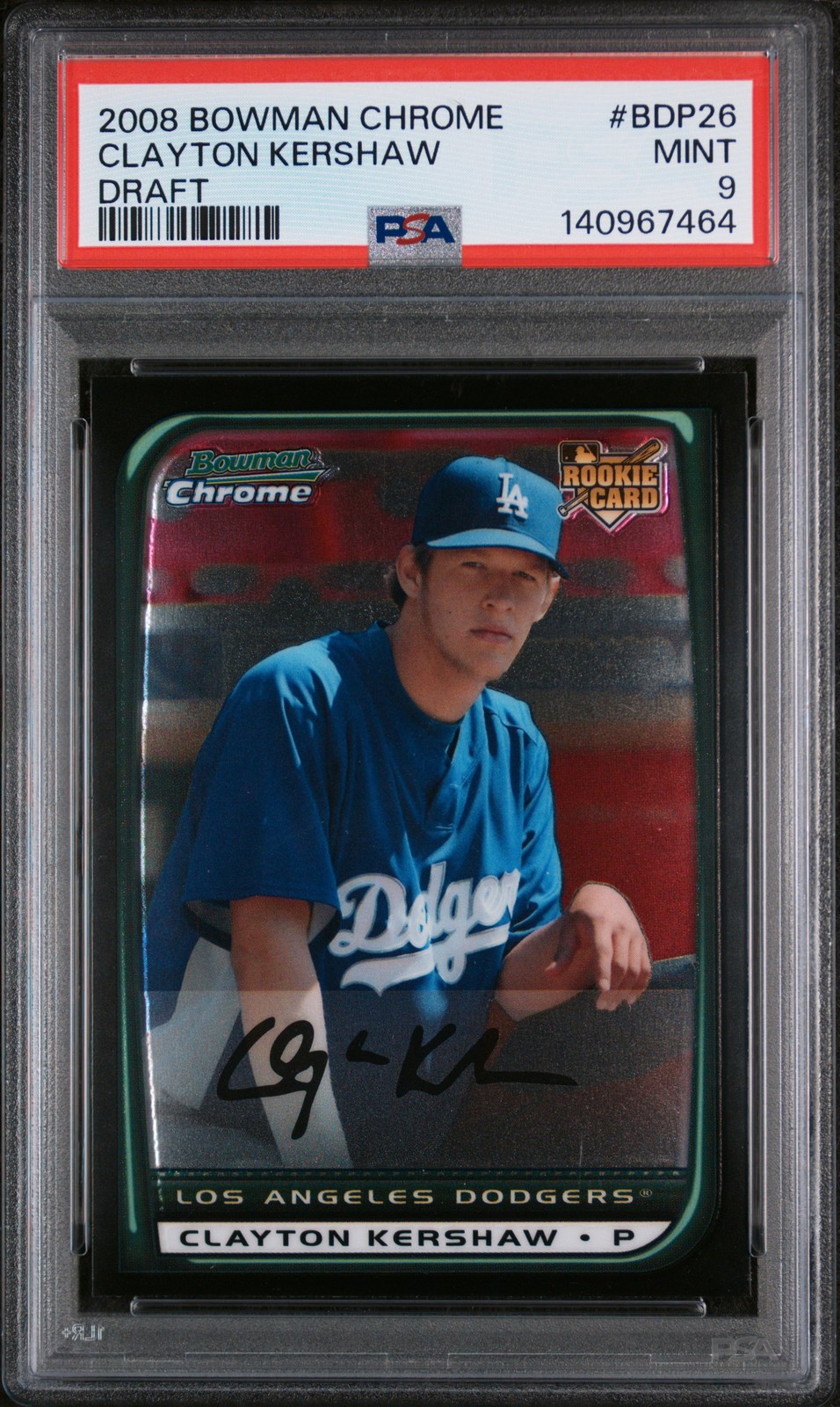 2008 BOWMAN CHROME DRAFT #BDP26 CLAYTON KERSHAW ROOKIE RC PSA 9