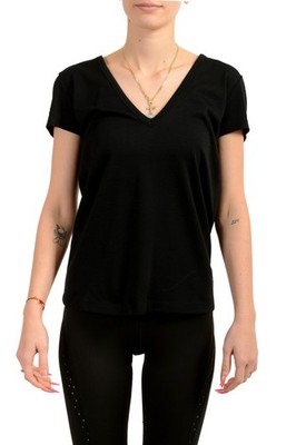 Tom Ford Women's Black Wool V-Neck Short Sleeve T-Shirt US S IT 40