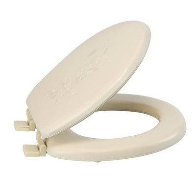 Bath Bliss Extra Soft Vinyl Standard Round Toilet Seat in Beige