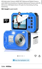 Digital Camera - 4K 56MP 16FT UHD Underwater Camera for Snorkeling with 32GB Car