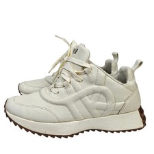 DKNY Women's Athletic Sneaker White Brown Lace Up Low Top Rubber PAF-2312.