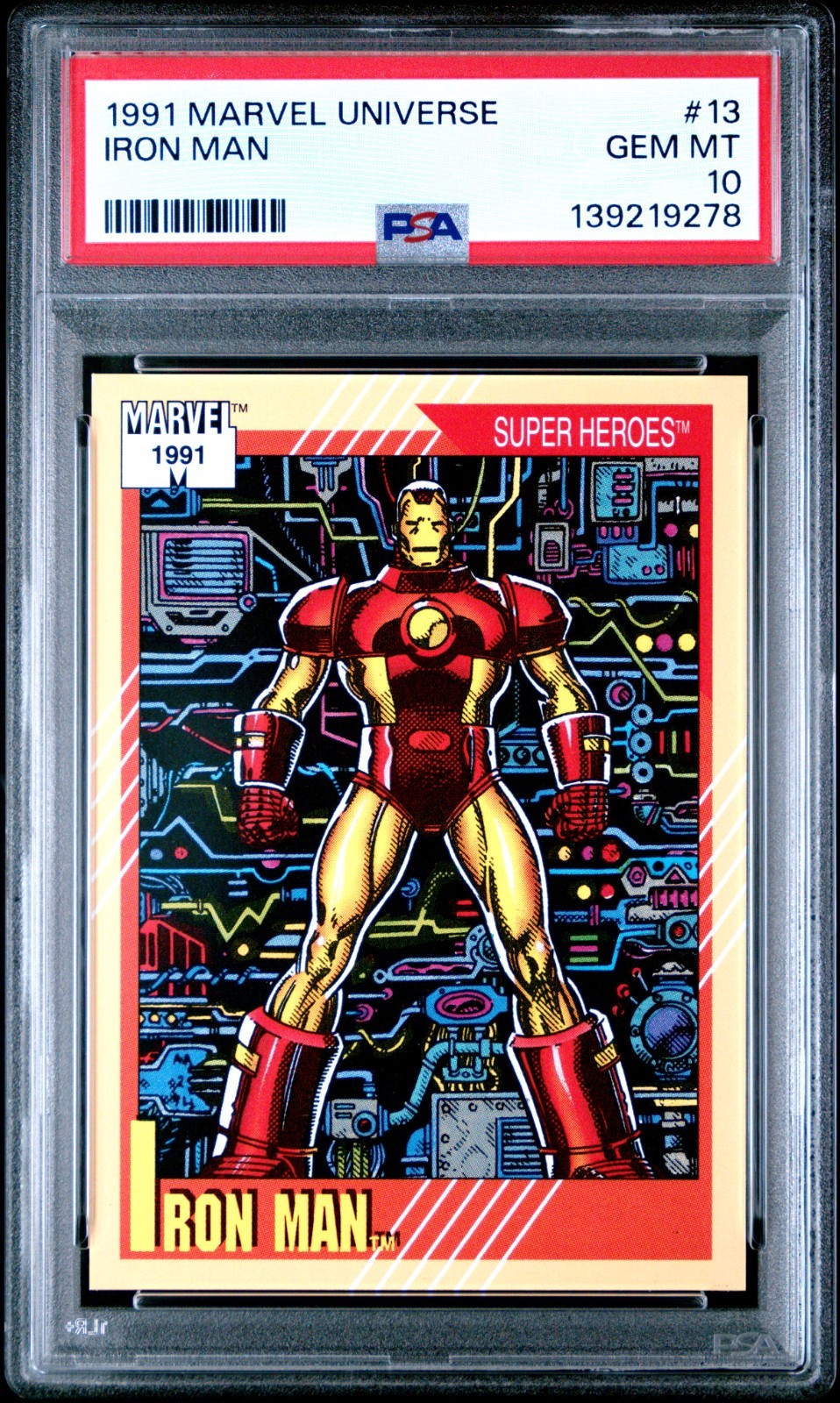 1991 Impel Marvel Universe #13 IRON MAN PSA 10 Gem Mint Avengers MCU Tony Stark