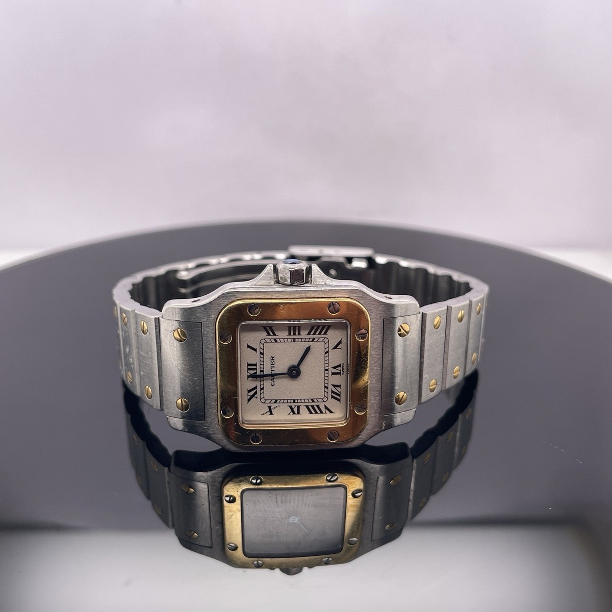 Cartier Santos Galbée 18k Gold Bezel Quartz Ladies Watch $7500