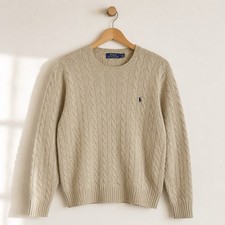 Polo Ralph Lauren Men s Sweater Cable Knit Camel Wool Cashmere XL