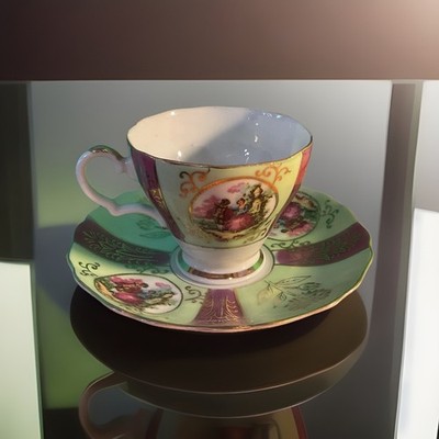 Thames hand painted Japan Floral Cup/Saucer 52-267  Victorian Gold Trim 3  6 