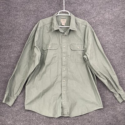 L.L. Bean Traditional Fit Mens Sz XL Cotton Green Long Sleeve Button Front