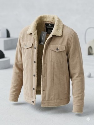  Threadbare Men's Corduroy Sherpa Lined Trucker Jacket Tan Beige Size 3XL New