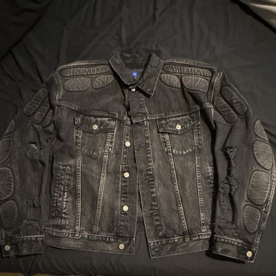 YZY GAP Men s Black Denim Jacket Size S Short Button Front Pockets Logo