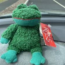 RUSS BERRIE & Co “Green corduroy Frog Plush” Size 4” Heartcraft Collection NWT
