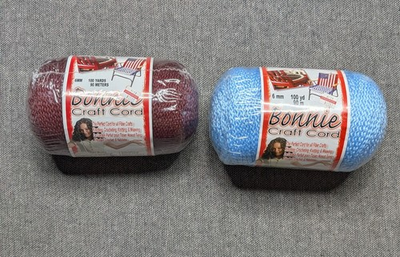#ad Bonnie Macrame Cord Burgandy Sky USA 100 Yards Ea 6mm New Old Stock Craft $15.19