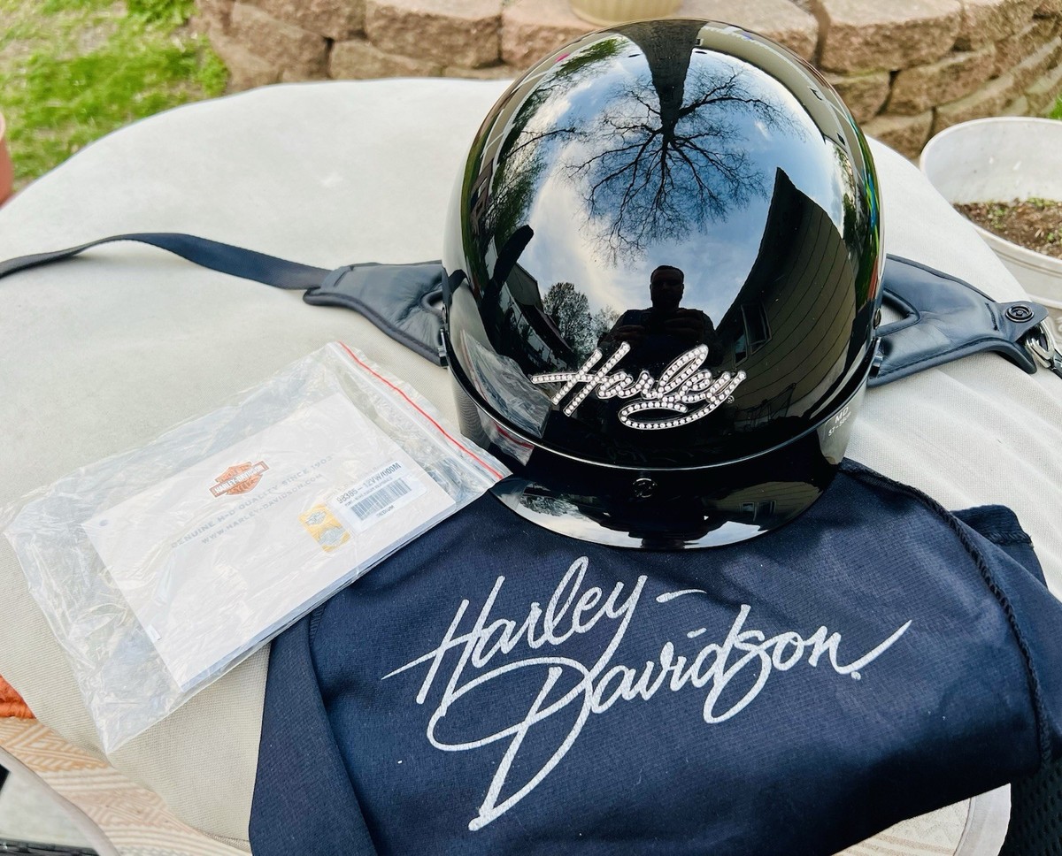 Harley Davidson Women's Bling Hybrid Half Helmet/Storage Bag