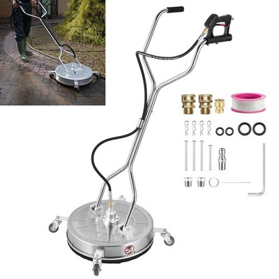 24'' Pressure Washer Surface Cleaner 4500PSI w/ Handles & Wheels Stainless Steel