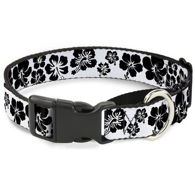 Plastic Martingale Collar Hibiscus White/Black Small 9-15'' (US IMPORT)