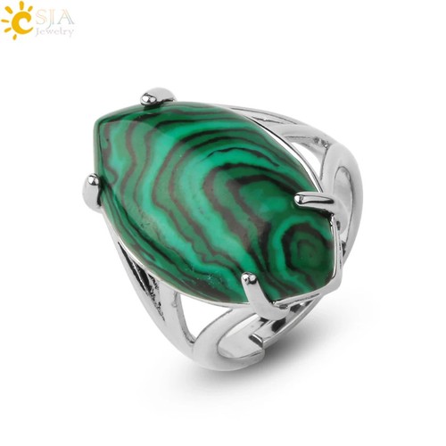 CSJA Crystal Rings Natural Stone Ring Adjustable Healing - Picture 35 of 42